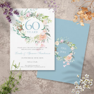 Invitation 60e anniversaire Enregistrer la date Rose Garland