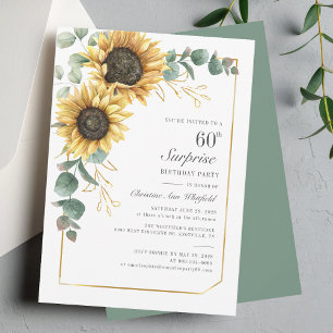 Invitation 60e anniversaire Eucalyptus floral tournesol