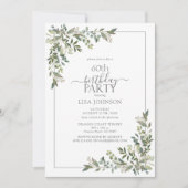 Invitation 60e anniversaire Eucalyptus Sage Green Botanical (Devant)