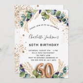 Invitation 60e anniversaire eucalyptus verdure paillettes élé (Devant / Derrière)
