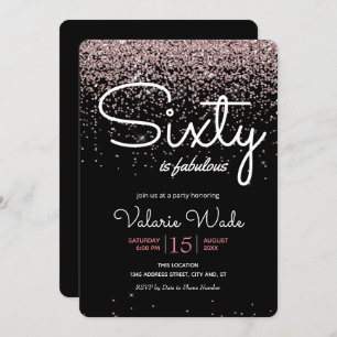 Invitation 60e anniversaire fabuleux Parties scintillant rose