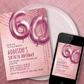 Invitation 60e anniversaire femme Rose or