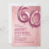 Invitation 60e anniversaire femme Rose or (Devant)