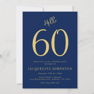 Invitation 60e Anniversaire Fête Bleu Et Or Bonjour 60