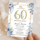 Invitation 60e anniversaire fête élégante Dusty Blue Floral