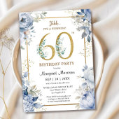 Invitation 60e anniversaire fête élégante Dusty Blue Floral