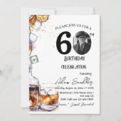 Invitation 60e anniversaire fête et whisky et boissons (Devant)
