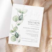 Invitation 60e anniversaire fête Eucalyptus Script de verdure