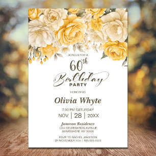 Invitation 60e anniversaire Fête Florale de Rose Jaune