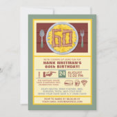 Invitation 60e anniversaire Fête Mens Funny Bacon Eggs Thème (Devant)