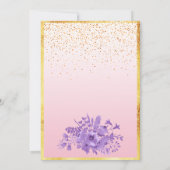 Invitation 60e anniversaire fête rose or violet jardin fleur (Dos)