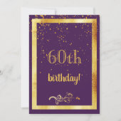 Invitation 60e anniversaire fête violet or élégant (Devant)