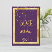 Invitation 60e anniversaire fête violet or élégant (Debout devant)