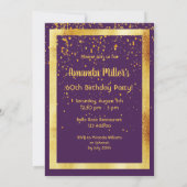 Invitation 60e anniversaire fête violet or élégant (Dos)