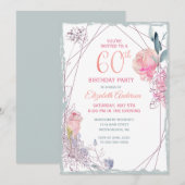 Invitation 60e anniversaire Floral Blush Rose Watercolor Part (Devant / Derrière)