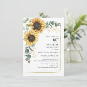 Invitation 60e anniversaire Floral Eucalyptus tournesol moder (Debout devant)