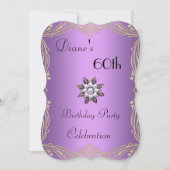 Invitation 60e anniversaire Floral Mauve Pearl Jew (Devant)