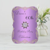Invitation 60e anniversaire Floral Mauve Pearl Jew (Debout devant)