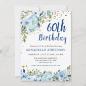 Invitation 60e anniversaire Floral Navy Blue Gold Parties sci (Devant)