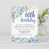 Invitation 60e anniversaire Floral Navy Blue Gold Parties sci (Debout devant)