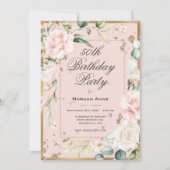 Invitation 60e anniversaire Floral rose or Aquarelle Floral (Devant)