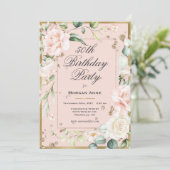 Invitation 60e anniversaire Floral rose or Aquarelle Floral (Debout devant)