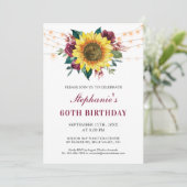 Invitation 60e anniversaire Floral Sunflower String Lights Pa (Debout devant)