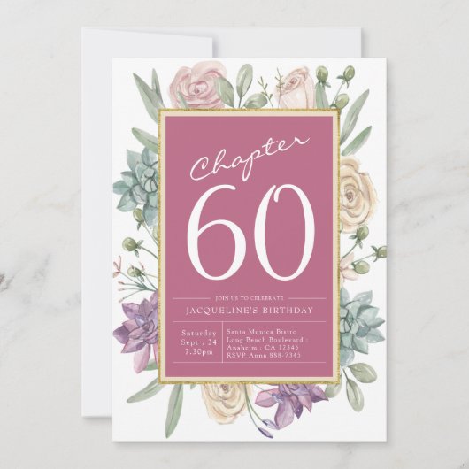 Invitation 60e anniversaire Floral Surprise Party (Devant)