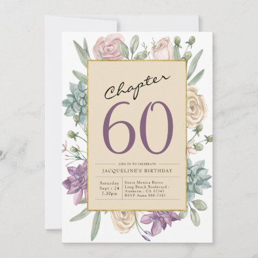 Invitation 60e anniversaire Floral Surprise Party (Devant)