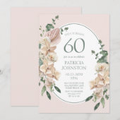 Invitation 60e Anniversaire Floral Tropical (Devant / Derrière)