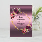 Invitation 60e anniversaire flores bordeaux violet géométriqu (Debout devant)