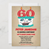 Invitation 60e anniversaire Funny Cake Mens Décont (Devant)