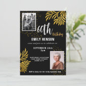 Invitation 60e anniversaire Gold Foliage 2 Photo Party (Debout devant)