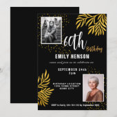 Invitation 60e anniversaire Gold Foliage 2 Photo Party (Devant / Derrière)