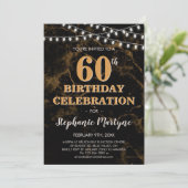 Invitation 60e anniversaire Gold Marble noir lumières à corde (Debout devant)