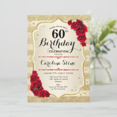 Invitation 60e anniversaire Gold Stripes Rose (Debout devant)
