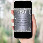 Invitation 60e anniversaire gouttes d'argent glamour