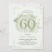 Invitation 60e anniversaire Green Dainty Fleur sauvage Numéro (Devant)