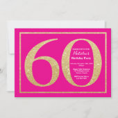 Invitation 60e anniversaire Hot Pink et Parties scintillant o (Devant)