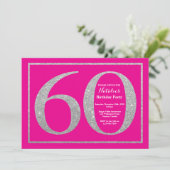 Invitation 60e anniversaire Hot rose et Parties scintillant d (Debout devant)
