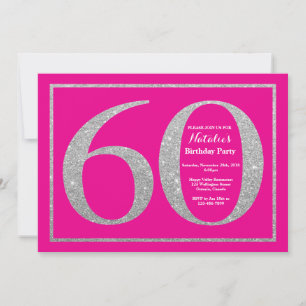 Invitation 60e anniversaire Hot rose et Parties scintillant d