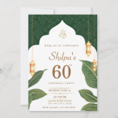 Invitation 60e anniversaire Indien Ethnic Green Gold Annivers (Devant)
