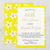 Invitation 60e anniversaire jaune simple marguerite or étape  (Devant / Derrière)