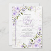 Invitation 60e anniversaire Lilac Lavender Aquarelle Marbre (Devant)
