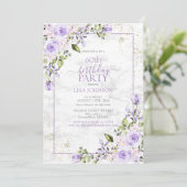 Invitation 60e anniversaire Lilac Lavender Aquarelle Marbre (Debout devant)