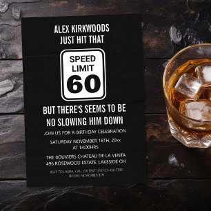 Invitation 60e anniversaire Limite de vitesse 60 Partie