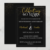 Invitation 60e anniversaire Mariage Black Gold Golden Invitat (Devant / Derrière)