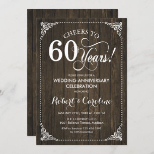 Invitation 60e anniversaire Mariage - Bois