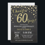 Invitation 60e anniversaire Mariage Chalkboard noir et or<br><div class="desc">60e anniversaire Mariage Chalkboard Black and Gold Invitation. Soixante ans Mariages. Chalkboard Black et Gold Parties scintillant Diamond Arrière - plan. Confetti d'or. Anniversaire adulte. Fête d'anniversaire d'une femme ou d'un homme. Pour plus de personnalisation, cliquez sur le bouton "Customiser" et utilisez notre outil de conception pour modifier ce modèle....</div>