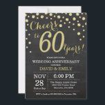 Invitation 60e anniversaire Mariage Chalkboard noir et or<br><div class="desc">60e anniversaire Mariage Chalkboard Black and Gold Invitation. Soixante ans Mariages. Chalkboard Black et Gold Parties scintillant Diamond Arrière - plan. Confetti d'or. Anniversaire adulte. Fête d'anniversaire d'une femme ou d'un homme. Pour plus de personnalisation, cliquez sur le bouton "Customiser" et utilisez notre outil de conception pour modifier ce modèle....</div>